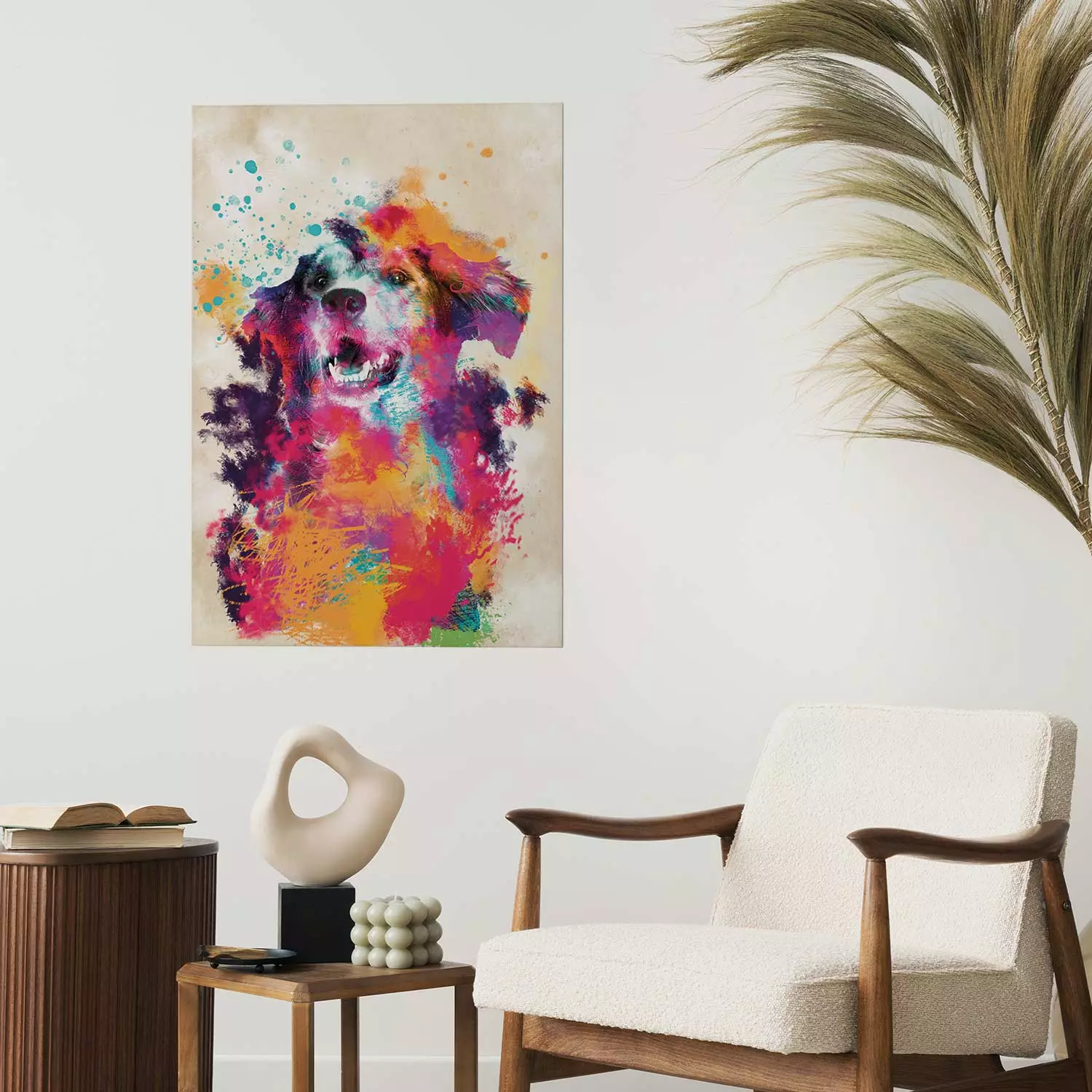 Wall Poster Watercolor Dog - unique colorful abstraction with domestic animal