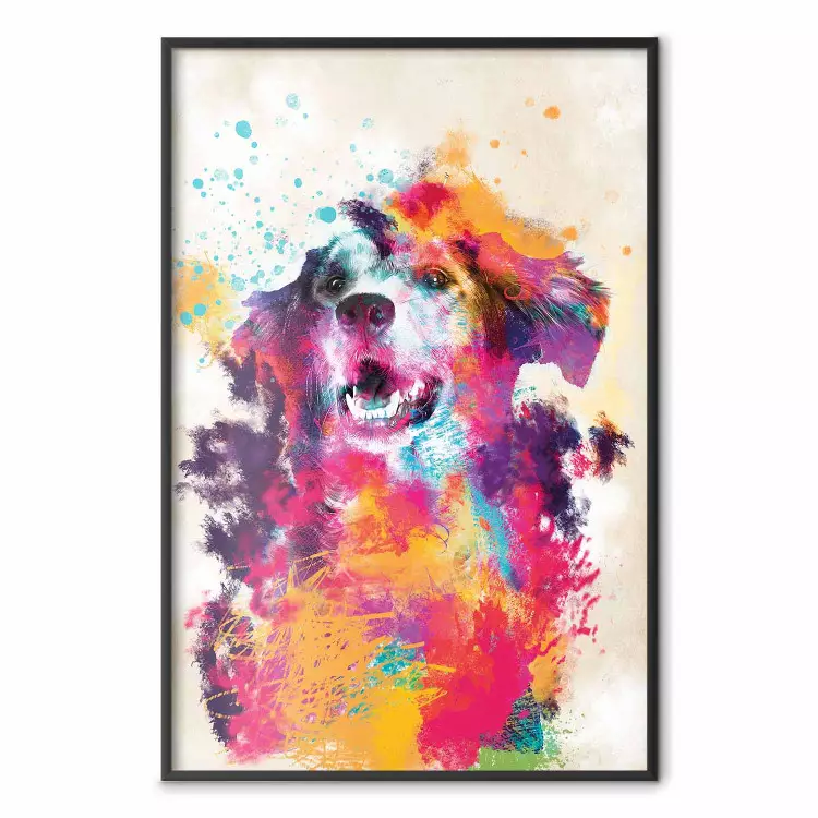 Watercolor Dog - unique colorful abstraction with domestic animal