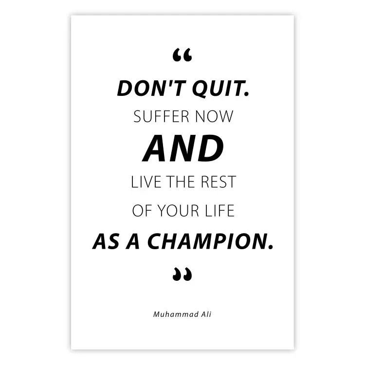 Poster Quote - Muhammad Ali - black and white composition with motivational quotes