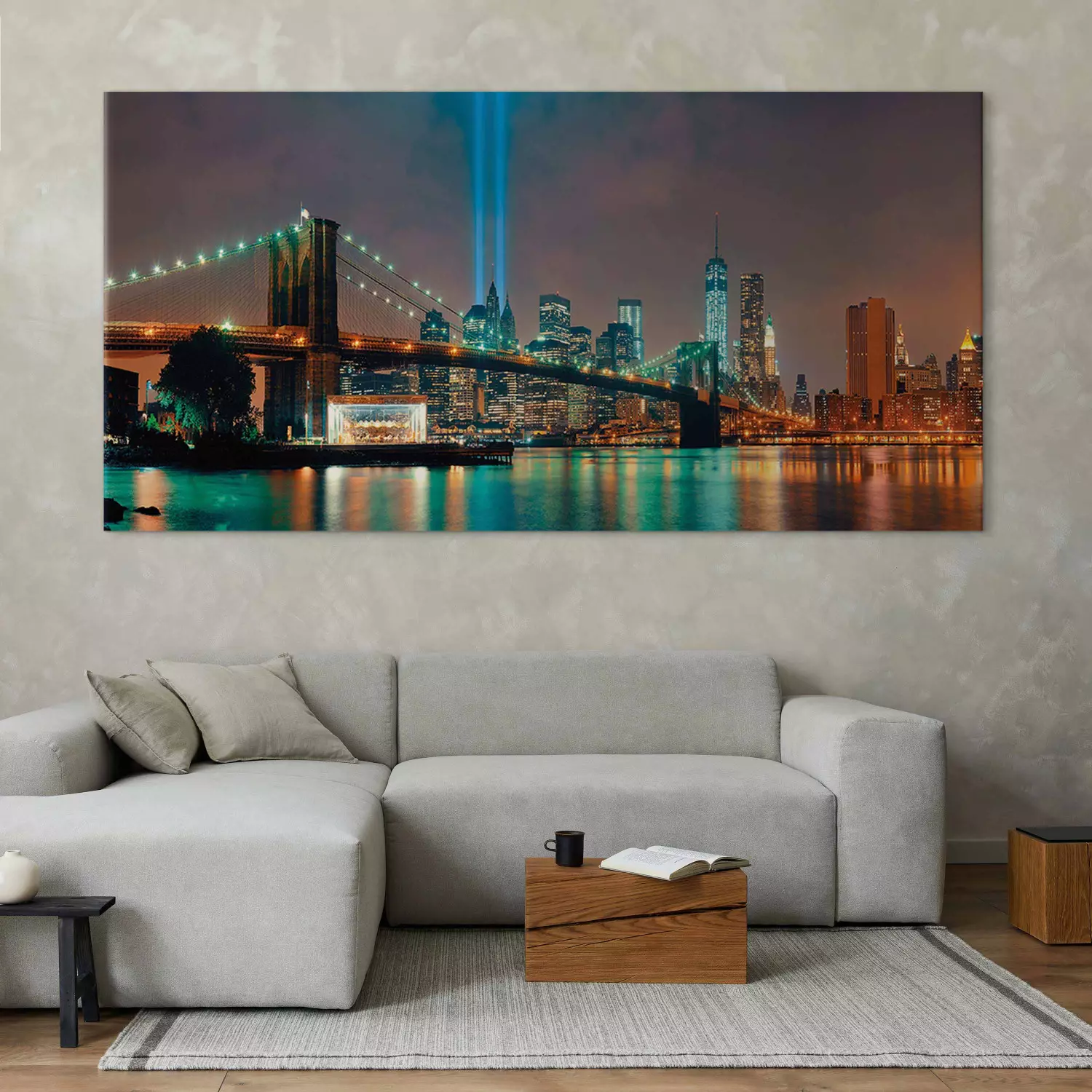 Large canvas print New York: Beautiful Night II - Manhattan at night as artistic urban architectural panorama