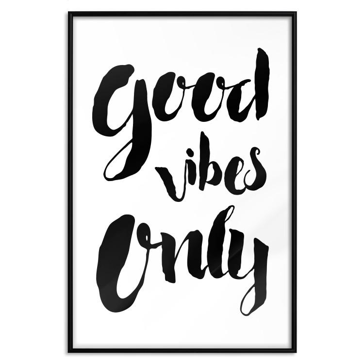 Poster Good Vibes Only - black and white typographic composition in English