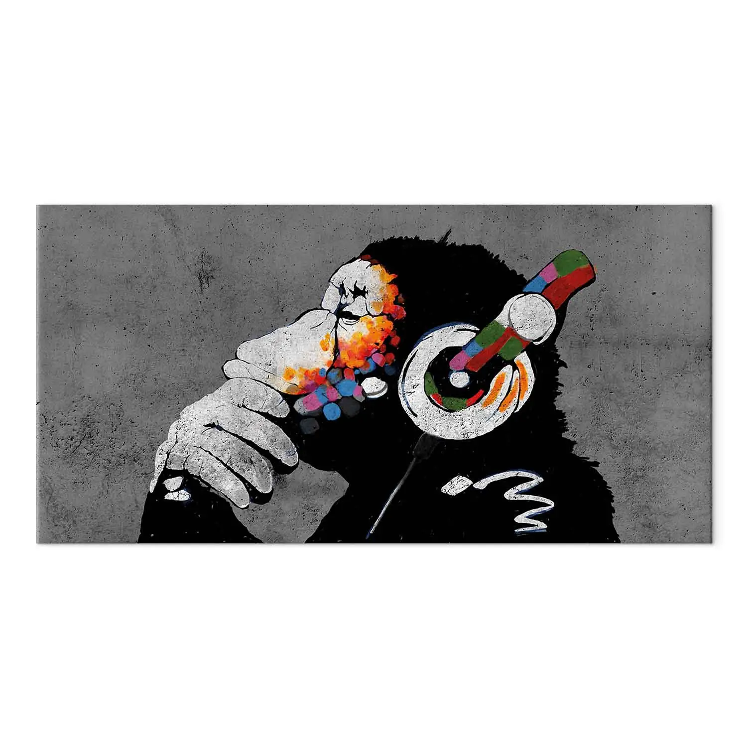 Large XXL canvas print Hot Rhythms II - Monkey with Headphones