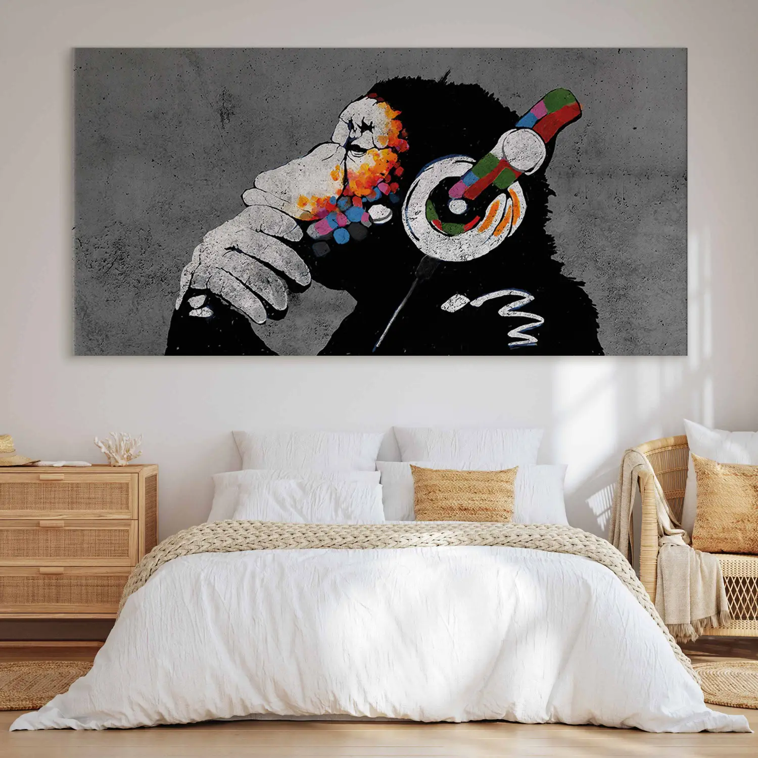 Large XXL canvas print Hot Rhythms II - Monkey with Headphones