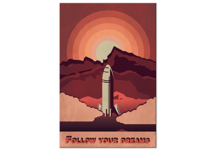 Canvas Follow your dreams - a cosmic landscape with an English inscription