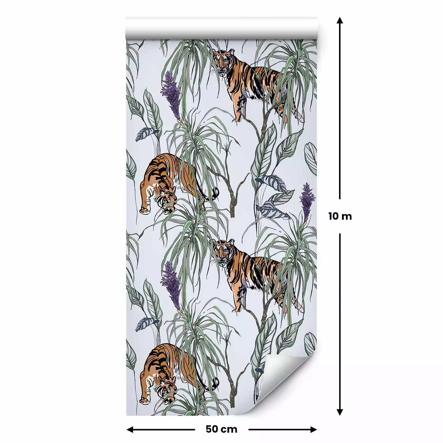 Wallpaper Tiger Among Plants