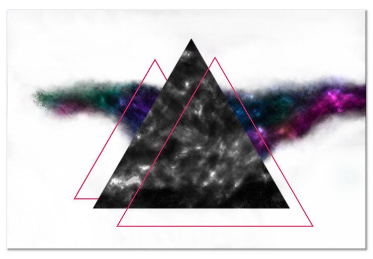 Canvas Triangular Mirror (1-part) wide - abstract gray triangle