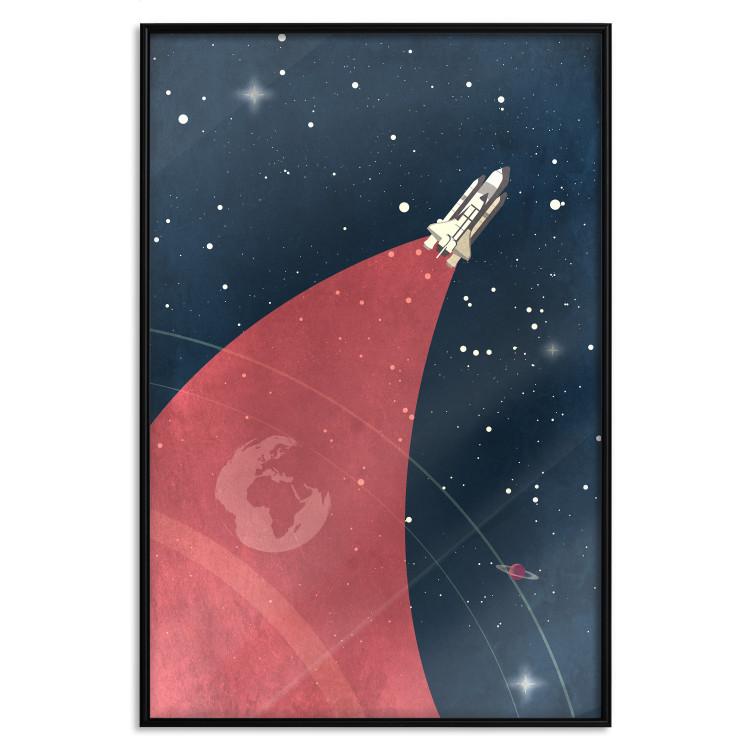 Poster Cosmic Journey - abstraction with a rocket against a starry sky