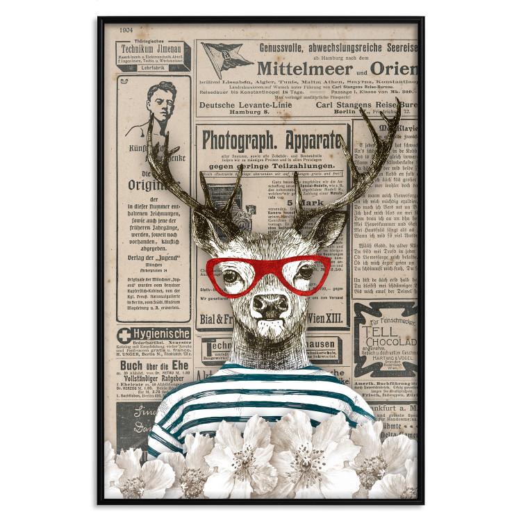 Poster Sailor Deer - humorous retro-style abstraction with text in the background