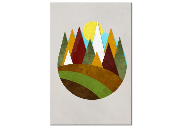 Canvas Mountain Trail (1-part) vertical - abstract landscape of forest and mountains