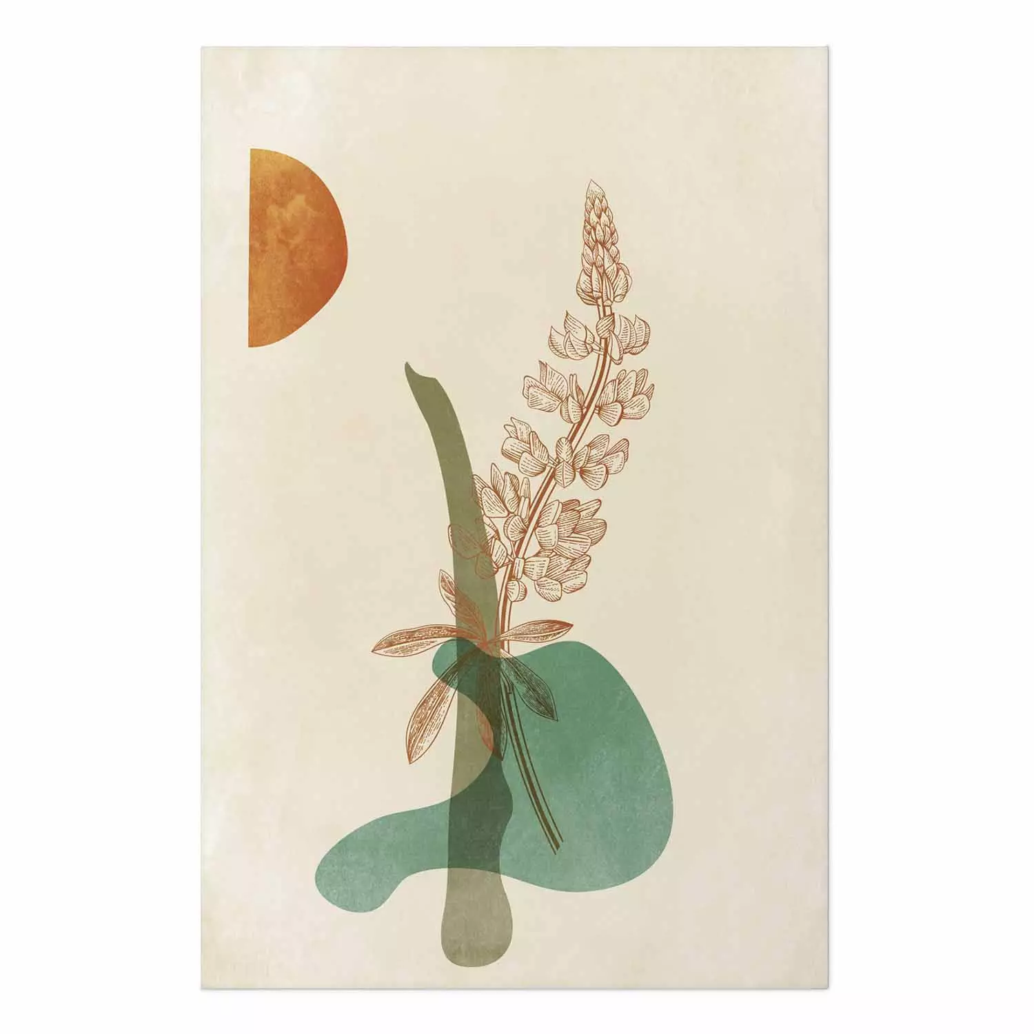 Poster Lupine - unique abstraction with a plant and rounded shapes in boho style
