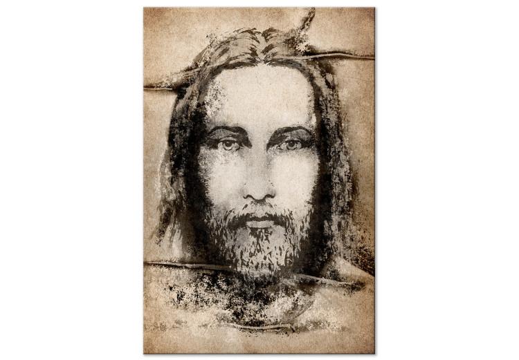 Canvas Turin Shroud in Sepia (1-part) vertical - dark face of Jesus