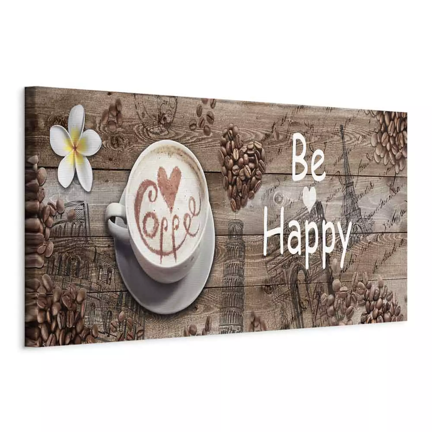 Canvas Art Print Joy with Coffee narrow - third variant - in English