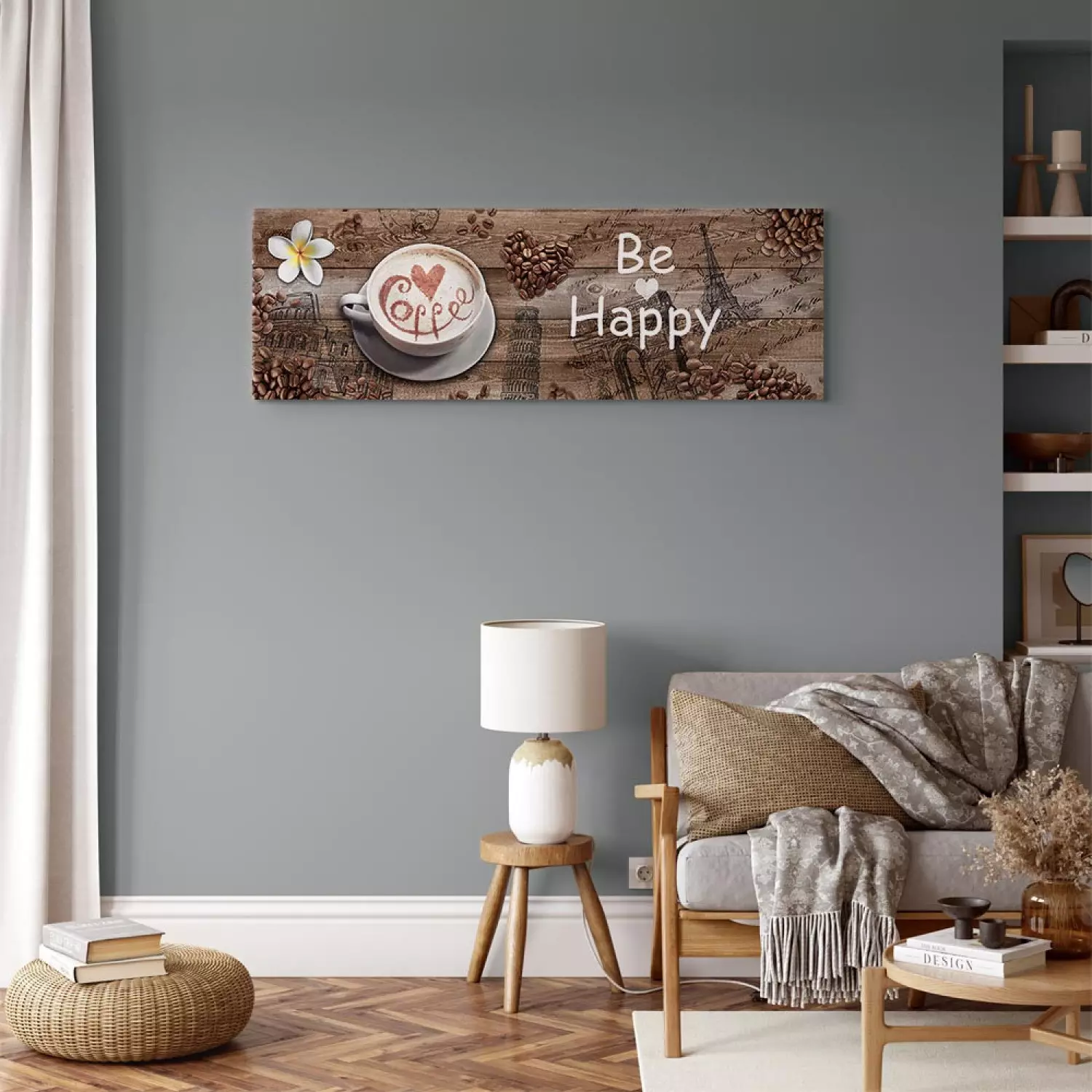 Canvas Art Print Joy with Coffee narrow - third variant - in English