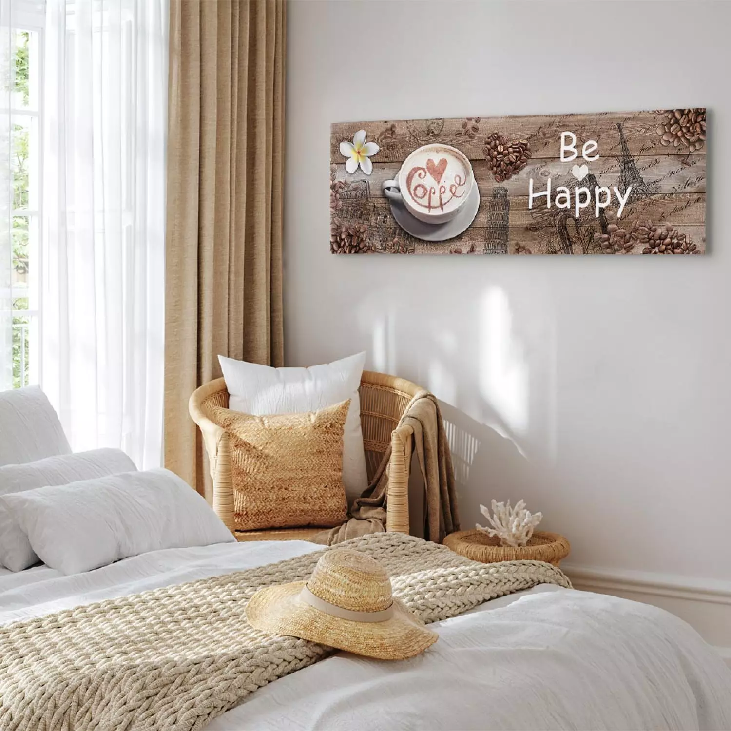 Canvas Art Print Joy with Coffee narrow - third variant - in English