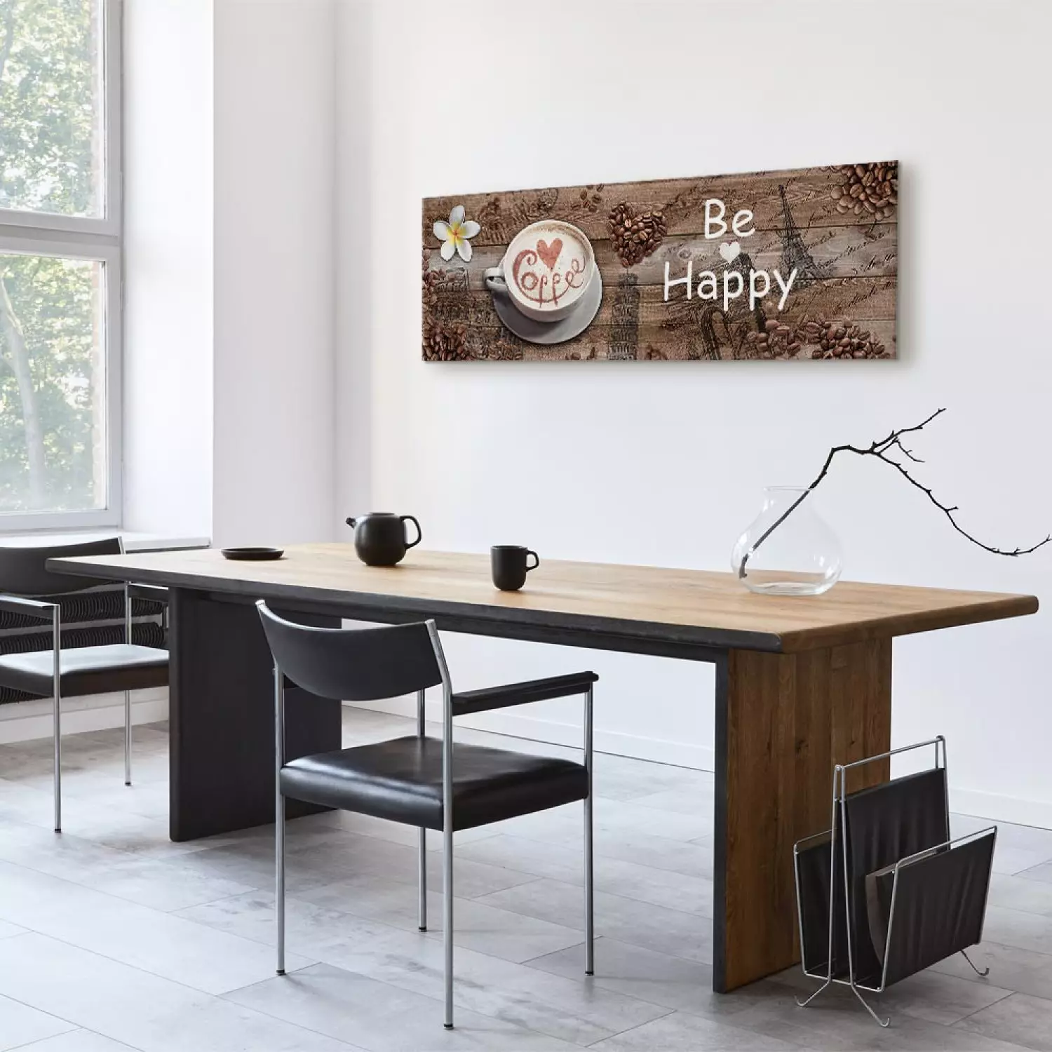 Canvas Art Print Joy with Coffee narrow - third variant - in English