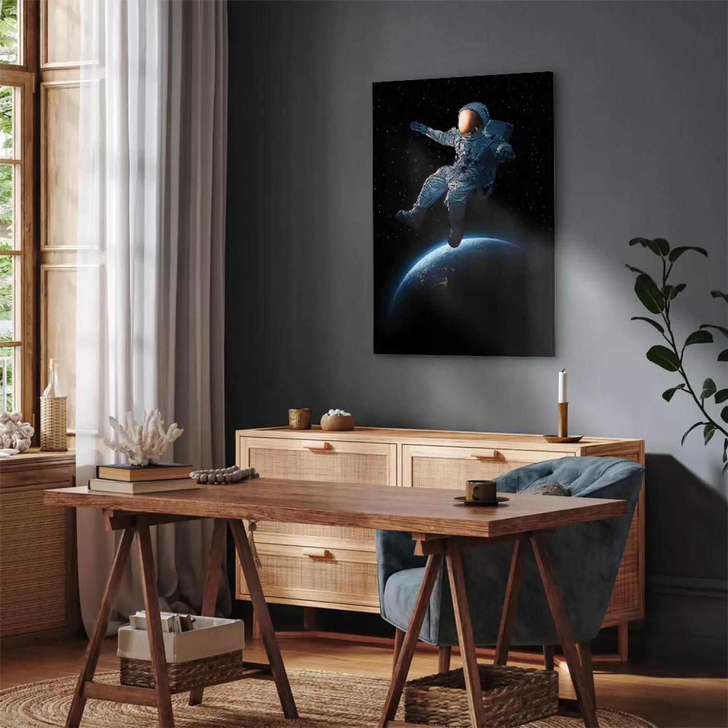 Canvas Cosmic Walk vertical - fantastical landscape of space