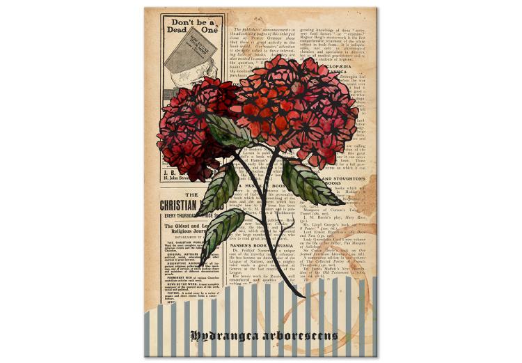 Canvas Morning Flowers (1-part) vertical - red flowers in retro motif