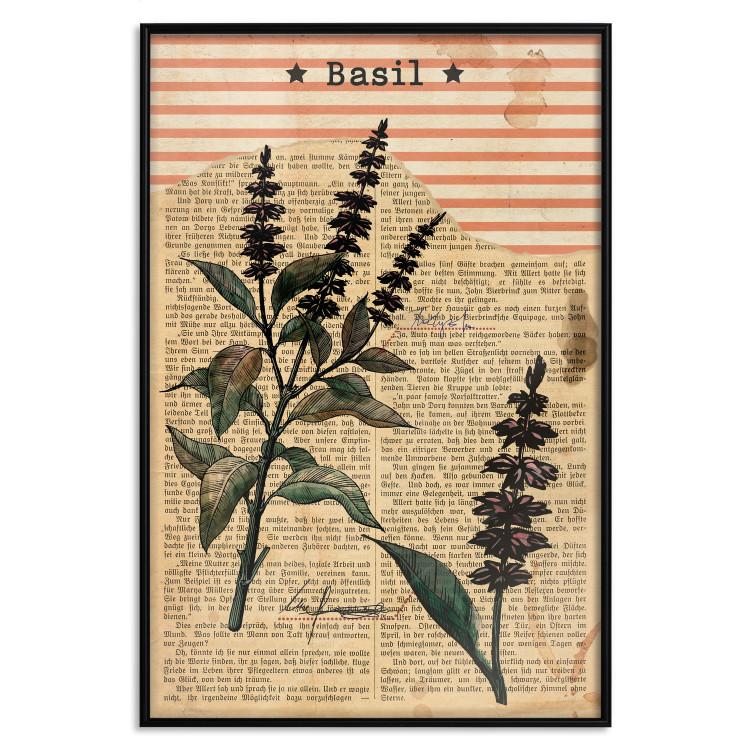 Poster Basil Poetry - vintage composition with plants and black text in background
