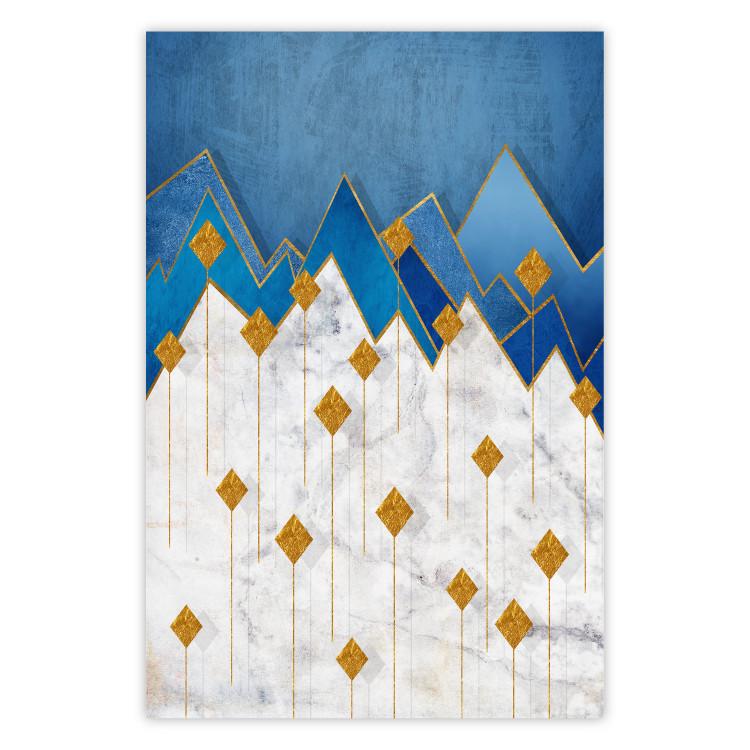 Poster Snowy Land - geometric abstraction with winter mountain landscape