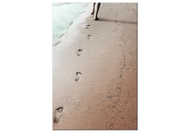 Canvas Fleeting Trace (1-part) vertical - summer landscape of footprints on the beach