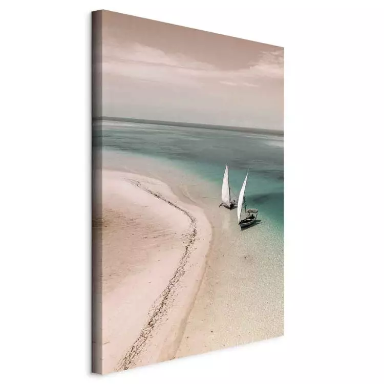 Romantic Coast (1-part) vertical - seascape with sailboats