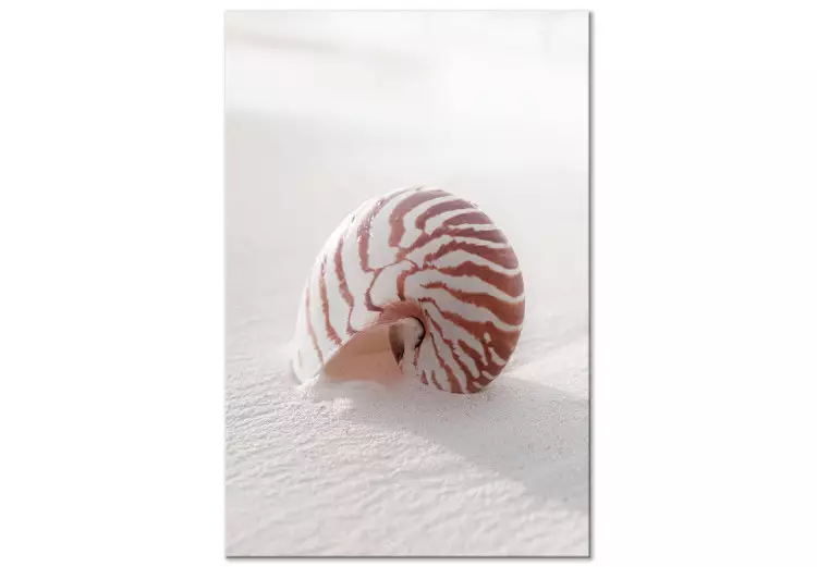 Canvas Seashell in the sand - seaside landscape with a bowl buryed in the sand on the beach