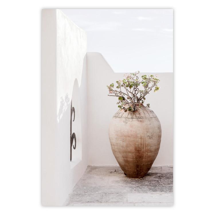 Poster Stone Silence - vase with green plant against bright architecture backdrop
