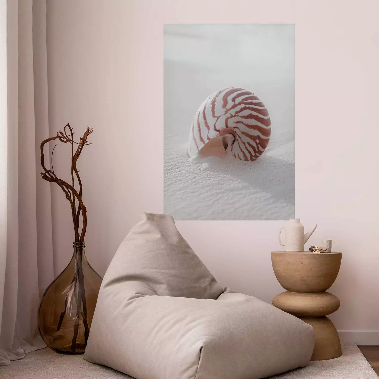 Wall Poster August Shell - maritime composition with a seashell on the sand