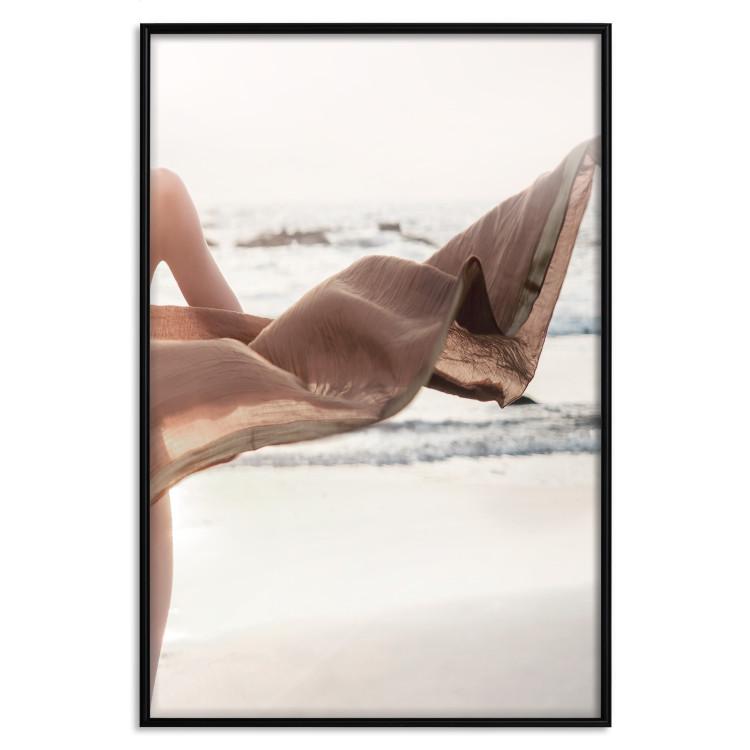 Poster Dreamy Gust - seascape with a piece of a woman's dress blowing in the wind