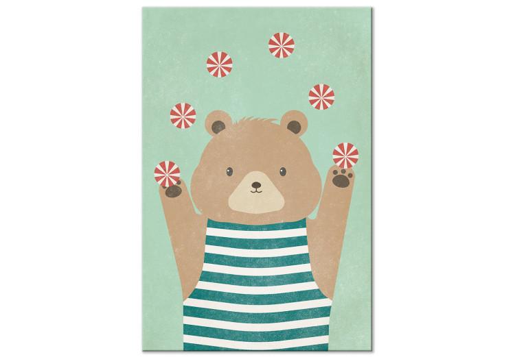 Canvas Juggling Bear (1-part) vertical - pastel animal with balls