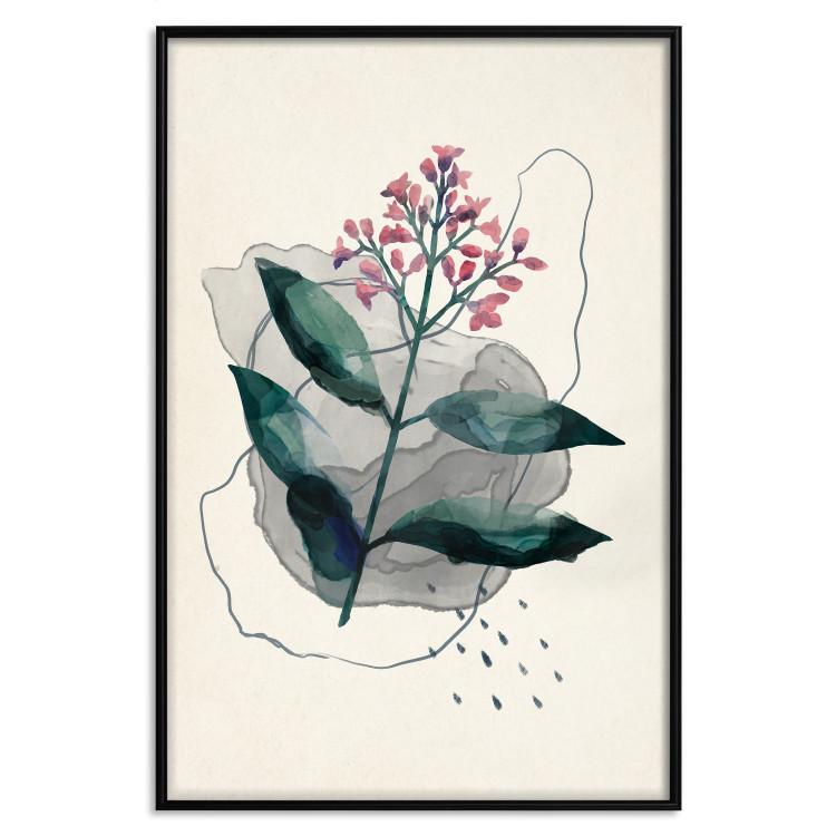 Poster Watercolor Plant - abstract plant with flowers in watercolor style
