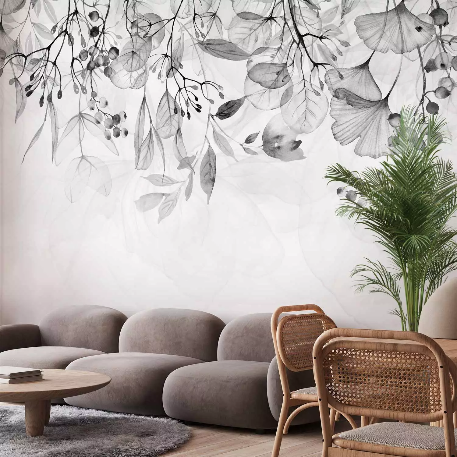 Photo Wallpaper Foggy Nature - Grey