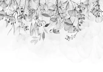 Photo Wallpaper Foggy Nature - Grey Wallpaper Cropper