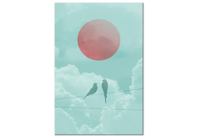 Canvas Pastel Sunset (1-part) vertical - abstract birds