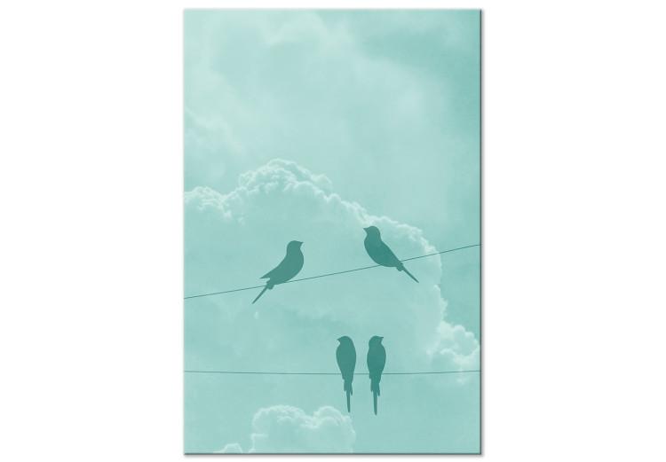 Canvas Celadon Sky (1-part) vertical - abstract birds in the sky