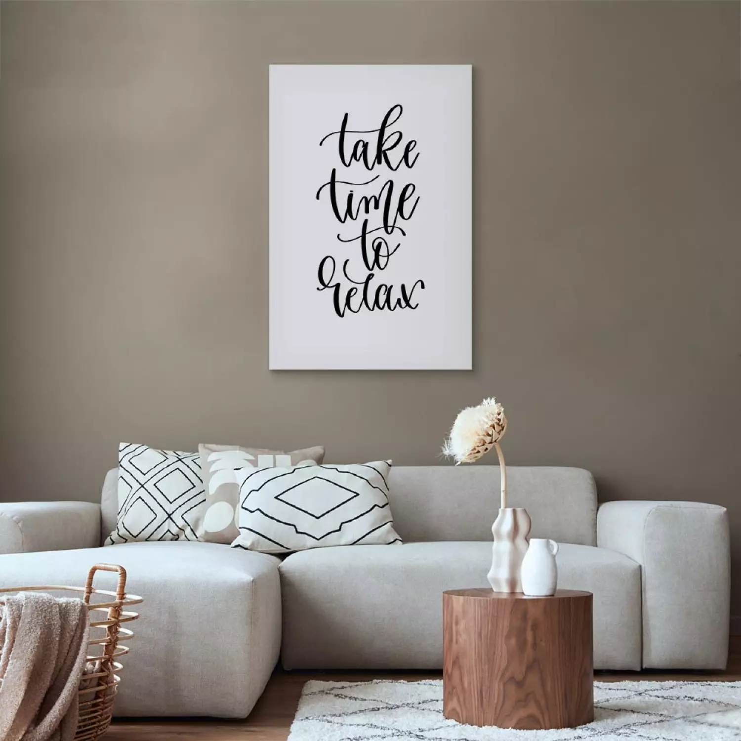 Canvas Take Time to Relax vertical - black English inscriptions