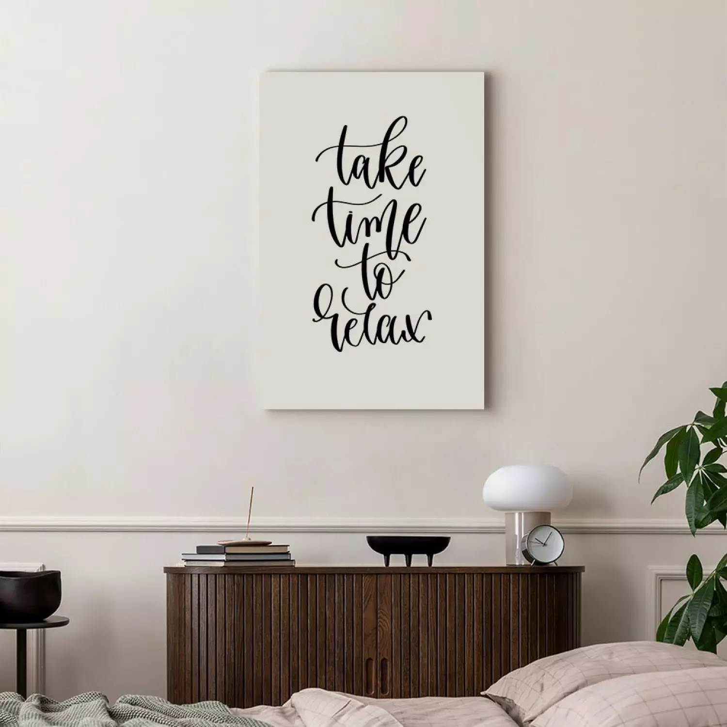 Canvas Take Time to Relax vertical - black English inscriptions
