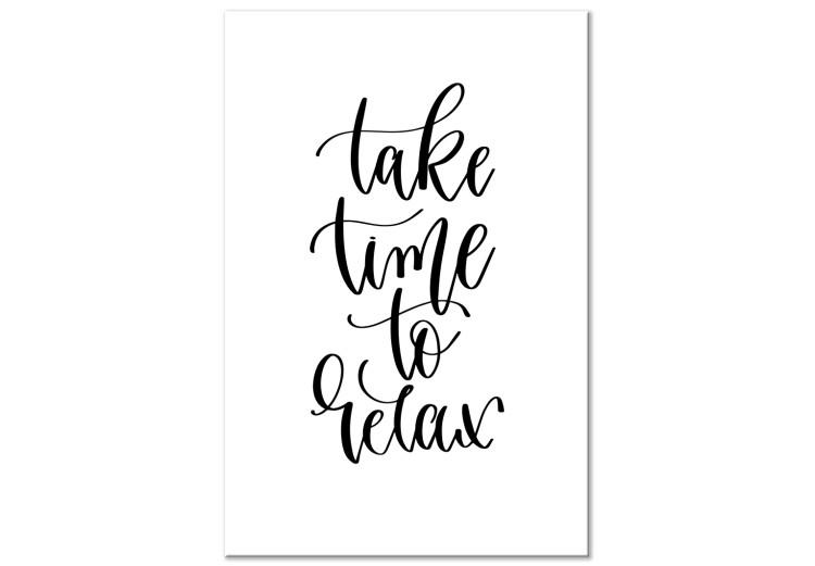 Canvas Take Time to Relax (1-part) vertical - black English inscriptions