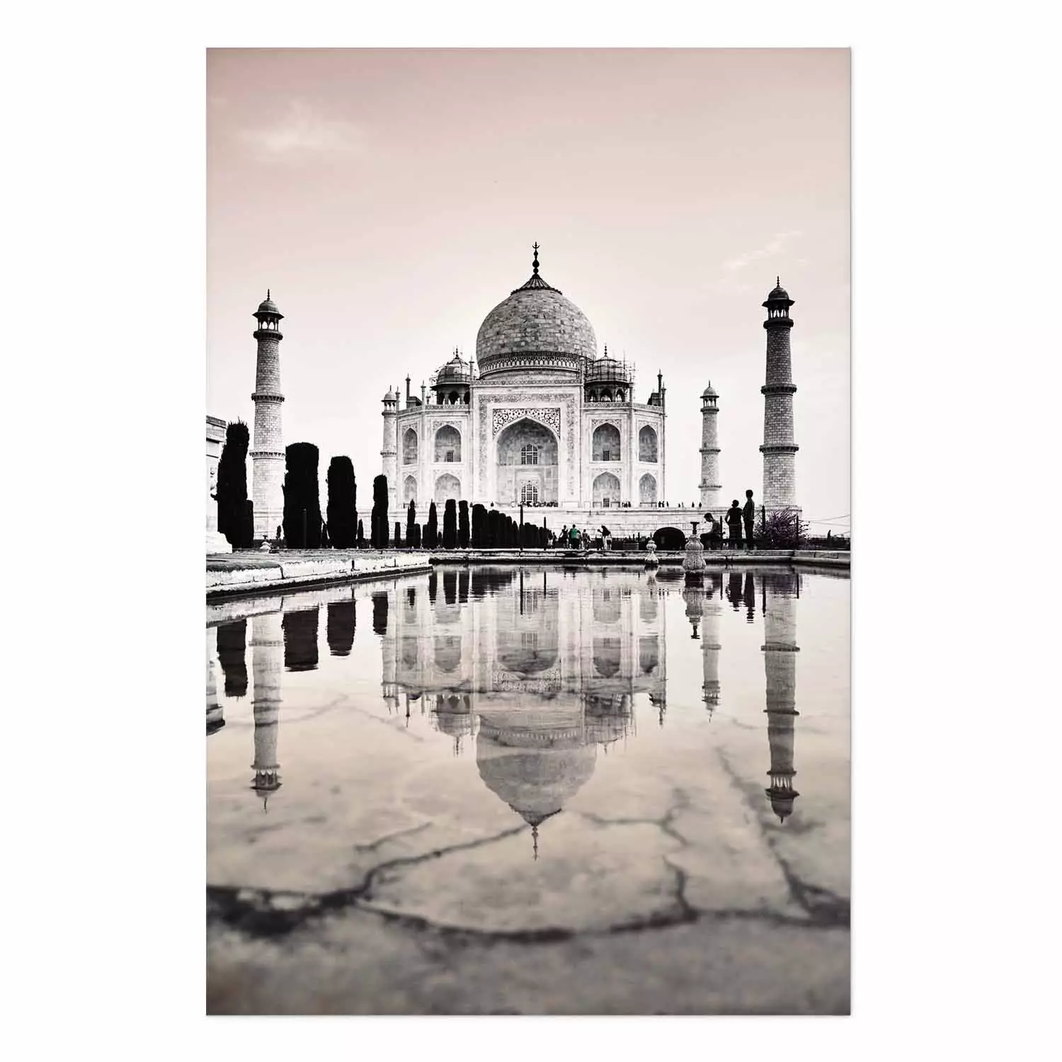 Poster Taj Mahal - monochromatic architecture of building and reflections in water
