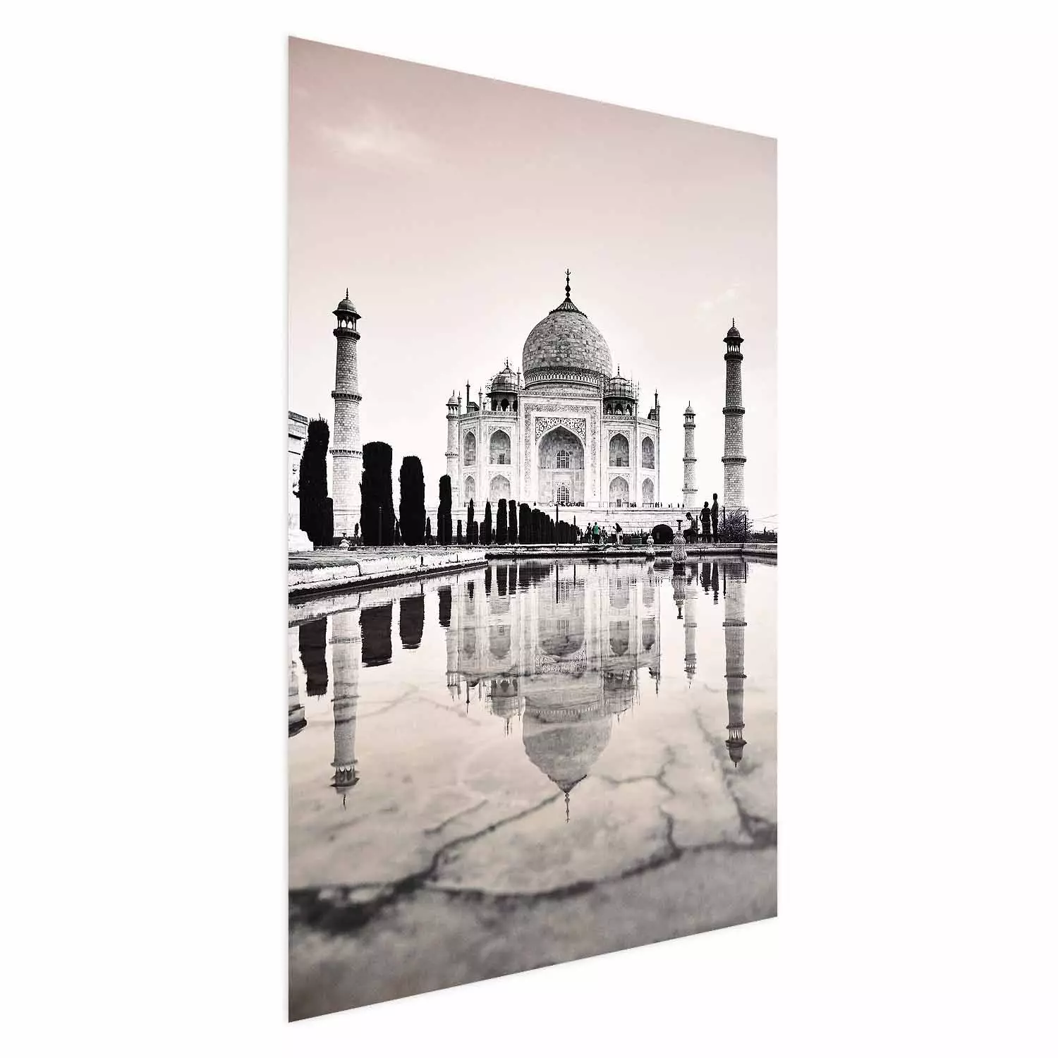 Poster Taj Mahal - monochromatic architecture of building and reflections in water
