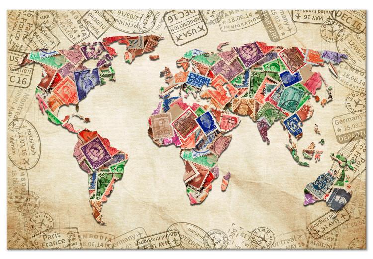 Canvas Travel Mementos (1-piece) Wide - vintage-style world map