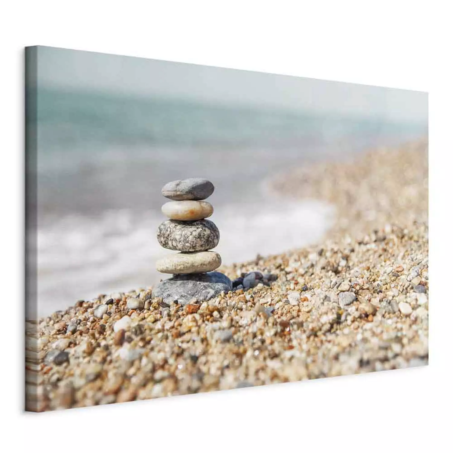 Canvas Art Print Summer Moment Wide - stone beach landscape against the sea