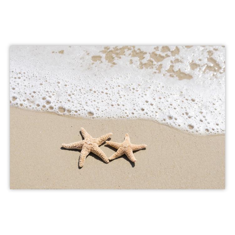 Poster Vacation Souvenir - beach landscape with scattered stars on the sand