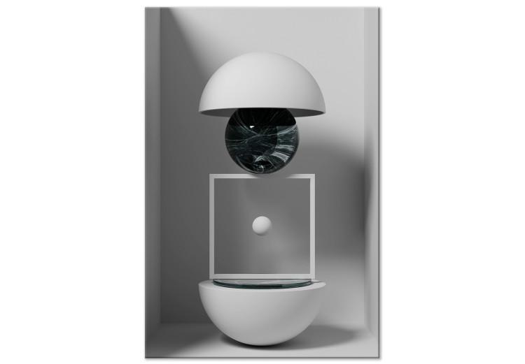 Canvas Glass ball in a geometric composition - abstract geometrical laying with a glass ball in monochrome shades of gray