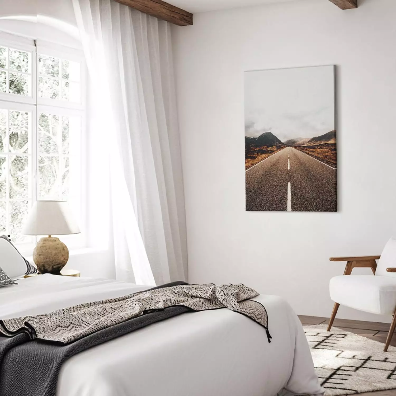 Canvas Art Print Forward Vertical - road landscape in mountain scenery
