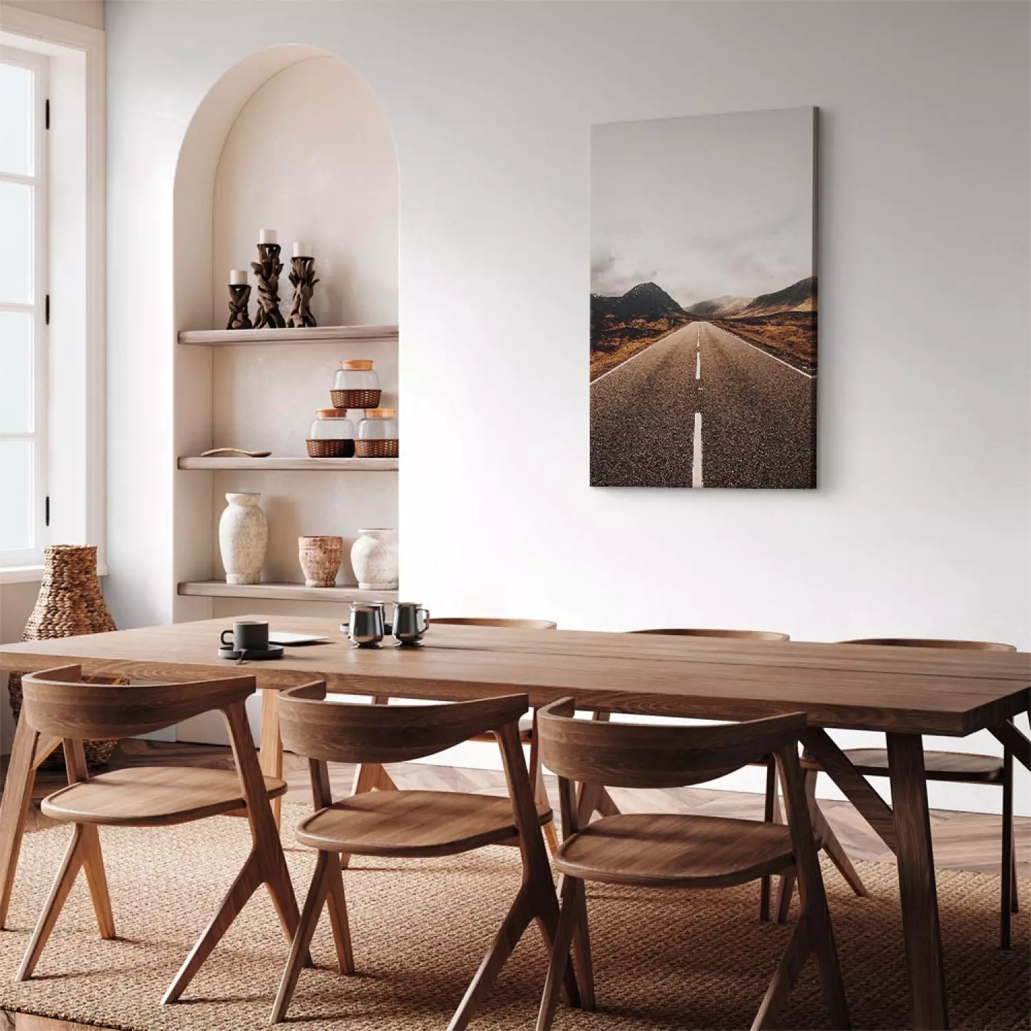 Canvas Art Print Forward Vertical - road landscape in mountain scenery