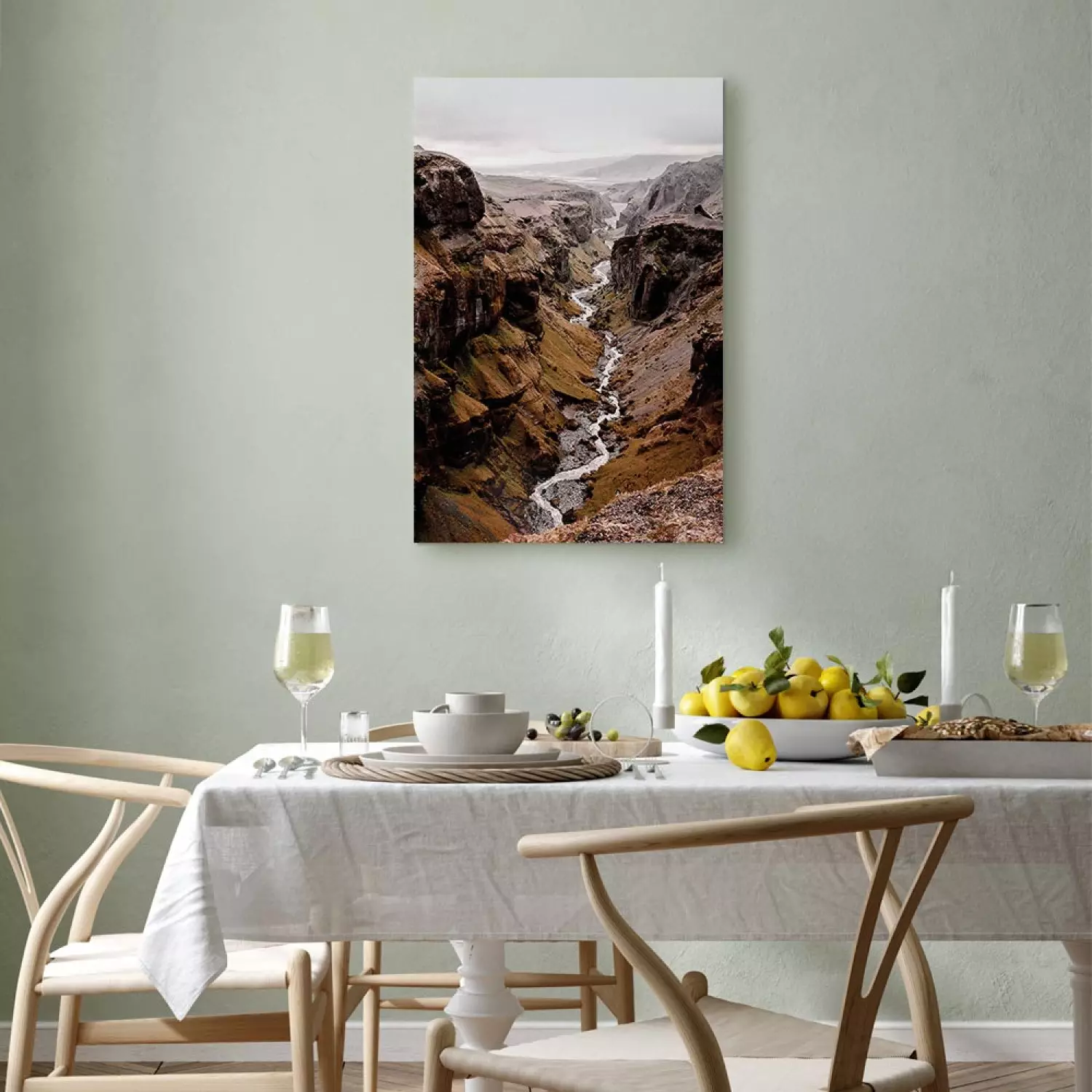 Canvas River of Time Vertical - river and mountain canyon landscape