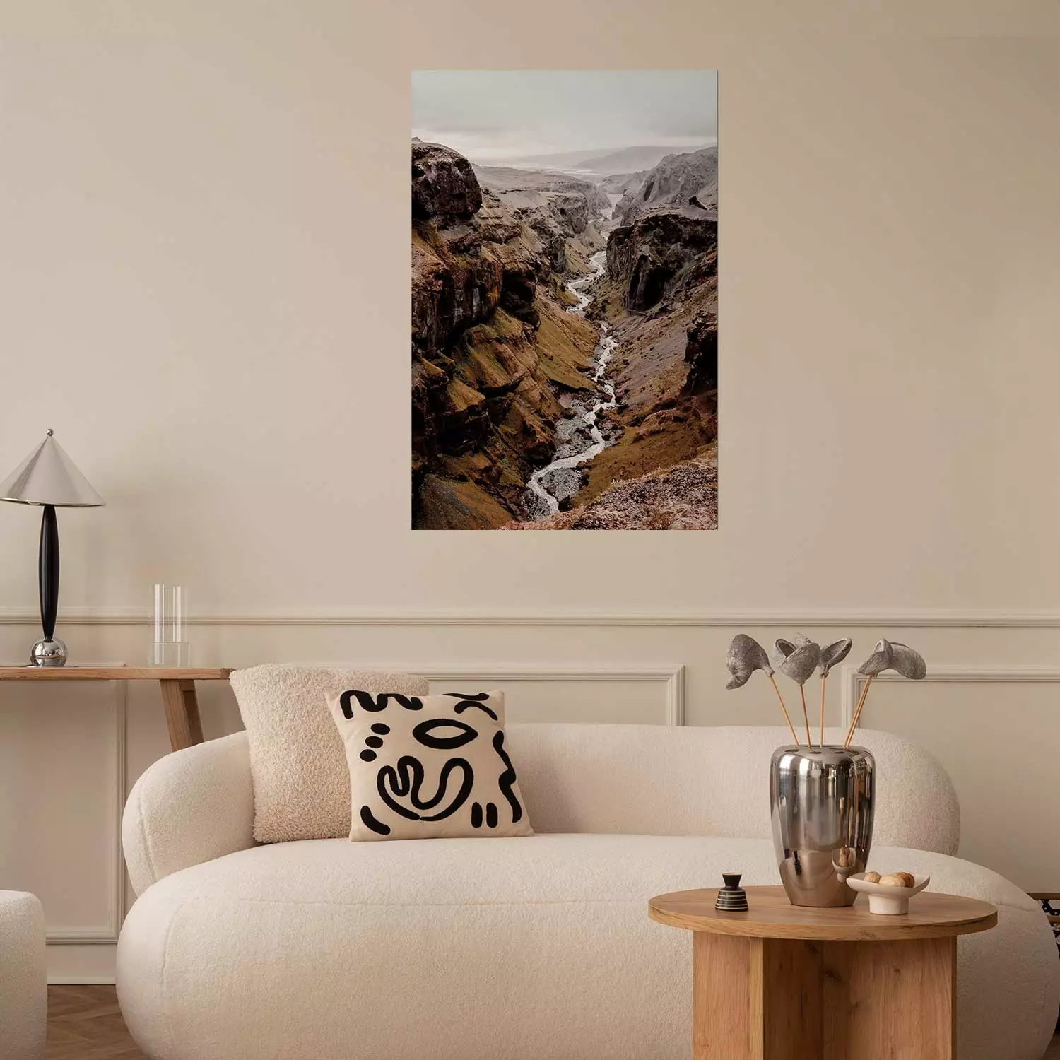 Wall Poster River of Time - landscape of a river amidst rocky mountains against a clear sky