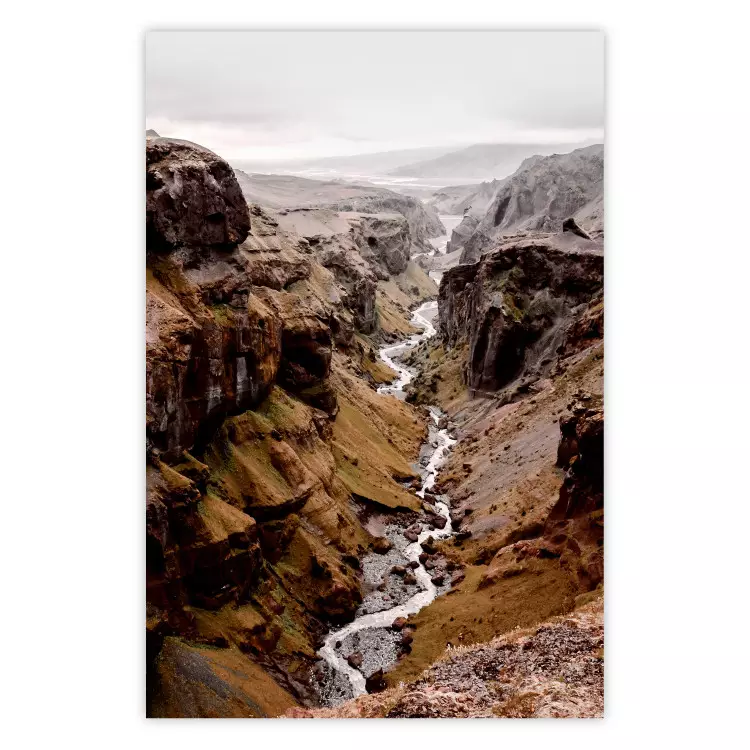 Poster River of Time - landscape of a river amidst rocky mountains against a clear sky