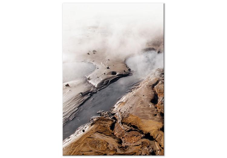 Canvas Hot Springs (1-piece) Vertical - landscape of misty terrain with water